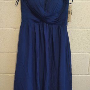 Blue Chiffon Strapless Dress